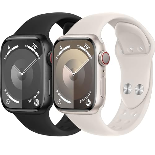 Sportarmband für Apple Watch Armband 44mm 45mm 42mm 46mm 40mm 41mm 38mm iWatch Armbänder Ultra 2/Ultra 49mm Herren/Damen, Doppeltaste Silikon Ersatz Band für Apfelband Series 10 9 8 7 6 5 4 3 2 se von Wowstrap