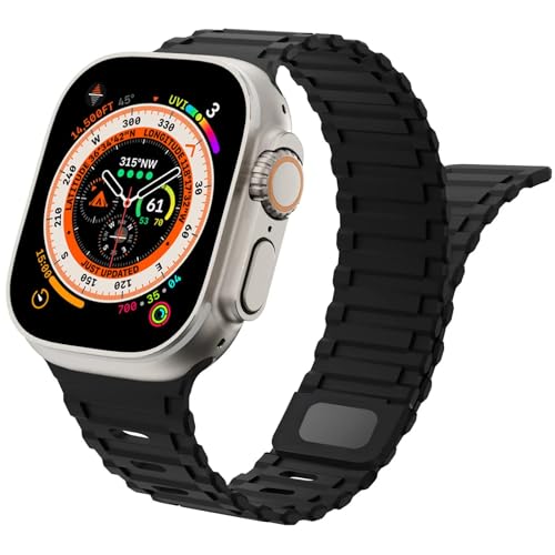 Magnet Sportarmband für Apple Watch Armband 40mm 41mm 38mm 44mm 45mm 42mm 46mm iWatch Armbänder Ultra/2 49mm Herren/Damen,Weiches Silikon Ersatz Band für Apfelband Series 10 9 8 7 6 5 4 3 2 se von Wowstrap