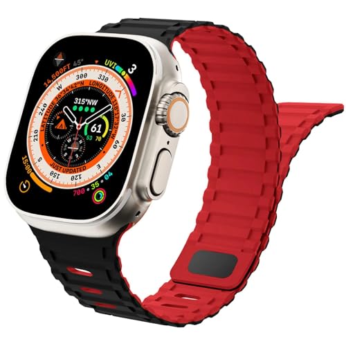 Wowstrap Magnet Sportarmband für Apple Watch Armband 40mm 41mm 38mm 44mm 45mm 42mm iWatch Armbänder Ultra/2 49mm Herren/Damen,Weiches Silikon Ersatz Band für Apfelband Series 9 8 7 6 5 4 3 2 se von Wowstrap