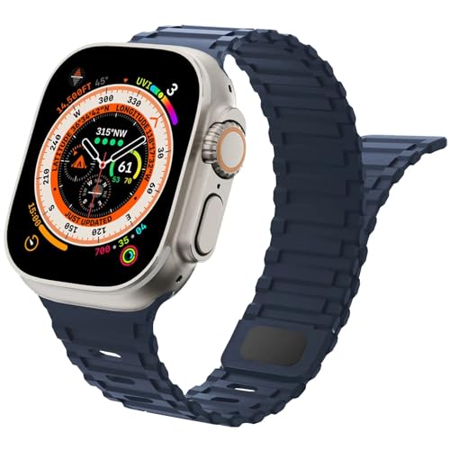 Magnet Sportarmband für Apple Watch Armband 40mm 41mm 38mm 44mm 45mm 42mm 46mm iWatch Armbänder Ultra/2 49mm Herren/Damen,Weiches Silikon Ersatz Band für Apfelband Series 10 9 8 7 6 5 4 3 2 se von Wowstrap