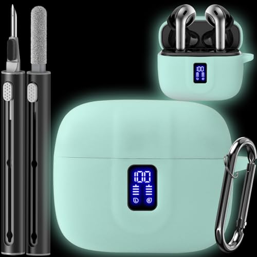 Silikon-Schutzhülle für TAGRY X08 kabellose Ohrhörer, kompatibel mit TAGRY Bluetooth-Kopfhörern, True Wireless Earbuds mit Schlüsselanhänger mit Reinigungsstift, leuchtendes Grün Silikon-Schutzhülle für TAGRY X08 kabellose Ohrhörer, kompatibel mit TAGRY Bluetooth-Kopfhörern, True Wireless Earbuds mit Schlüsselanhänger mit Reinigungsstift, leuchtendes Grün von Wowwat