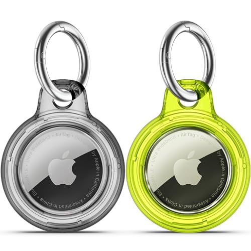 Wasserdichte Airtags-Halterung, 2 Stück, mit Apple Air-Tags-Schlüsselanhänger, harte PC-Hülle, stoßfest und kratzfest, Airtag-Halter, transparent schwarz + klare Fluoreszenz Wasserdichte Airtags-Halterung, 2 Stück, mit Apple Air-Tags-Schlüsselanhänger, harte PC-Hülle, stoßfest und kratzfest, Airtag-Halter, transparent schwarz + klare Fluoreszenz von Wowwat