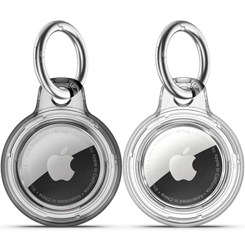 Wasserdichte Airtags-Halterung, 2 Stück, mit Apple Air-Tags-Schlüsselanhänger, harte Polycarbonat-Luftmarken-Hülle, stoßfest und kratzfest, Airtags-Zubehör für Hunde, Gepäck, transparent schwarz + Wasserdichte Airtags-Halterung, 2 Stück, mit Apple Air-Tags-Schlüsselanhänger, harte Polycarbonat-Luftmarken-Hülle, stoßfest und kratzfest, Airtags-Zubehör für Hunde, Gepäck, transparent schwarz + von Wowwat