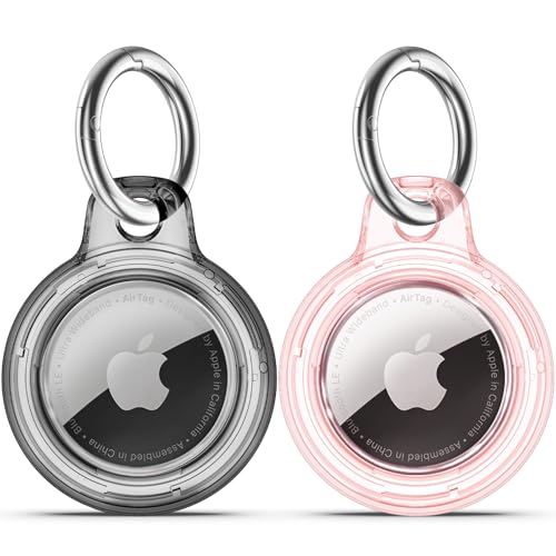 Wasserdichte Airtags-Halterung, 2 Stück, mit Apple Airtags-Schlüsselanhänger, harte Polycarbonat-Luftmarken-Hülle, stoßfest und kratzfest, Airtags-Zubehör für Hunde, Gepäck, transparent schwarz + Wasserdichte Airtags-Halterung, 2 Stück, mit Apple Airtags-Schlüsselanhänger, harte Polycarbonat-Luftmarken-Hülle, stoßfest und kratzfest, Airtags-Zubehör für Hunde, Gepäck, transparent schwarz + von Wowwat