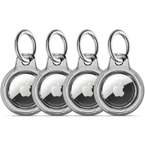 Wasserdichte Airtags-Halterung, 4 Stück, mit Apple Air-Tag-Schlüsselanhänger, harte PC-Hülle, stoßfest und kratzfest, Airtag-Zubehör für Hunde, Gepäck, transparent schwarz Wasserdichte Airtags-Halterung, 4 Stück, mit Apple Air-Tag-Schlüsselanhänger, harte PC-Hülle, stoßfest und kratzfest, Airtag-Zubehör für Hunde, Gepäck, transparent schwarz von Wowwat