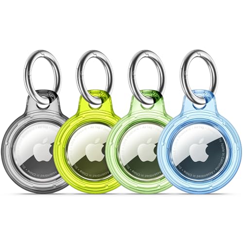 Wasserdichte Airtags-Halterung, 4 Stück, mit Apple Airtags-Schlüsselanhänger, harte PC-Hülle, stoßfest und kratzfest, Airtag-Halter, transparent, schwarz, fluoreszierend, transparent, grün Wasserdichte Airtags-Halterung, 4 Stück, mit Apple Airtags-Schlüsselanhänger, harte PC-Hülle, stoßfest und kratzfest, Airtag-Halter, transparent, schwarz, fluoreszierend, transparent, grün von Wowwat