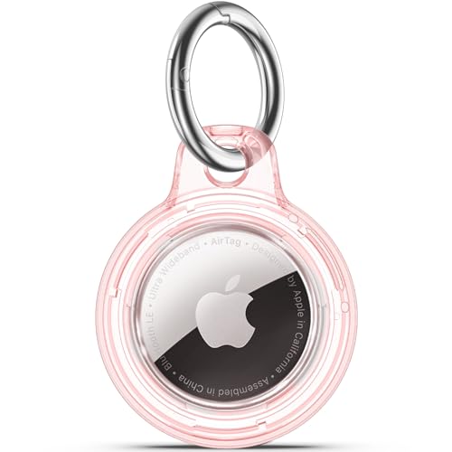 Wasserdichte Airtags-Halterung mit Apple Air-Tags-Schlüsselanhänger, harte PC-Hülle, kratzfest und stoßfest, Airtag-Zubehör für Hund, Autoschlüssel, Gepäck, transparent rosa Wasserdichte Airtags-Halterung mit Apple Air-Tags-Schlüsselanhänger, harte PC-Hülle, kratzfest und stoßfest, Airtag-Zubehör für Hund, Autoschlüssel, Gepäck, transparent rosa von Wowwat