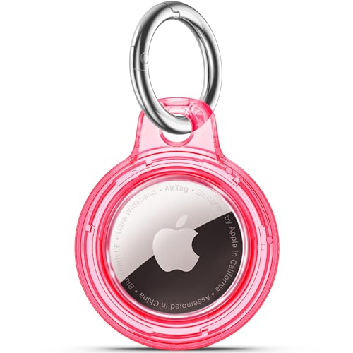 Wasserdichte Airtags-Halterung mit Apple-Airtags-Schlüsselanhänger, harte PC-Hülle, kratzfest und stoßfest, Airtag-Zubehör für Hund, Autoschlüssel, Gepäck, transparent, Rosarot Wasserdichte Airtags-Halterung mit Apple-Airtags-Schlüsselanhänger, harte PC-Hülle, kratzfest und stoßfest, Airtag-Zubehör für Hund, Autoschlüssel, Gepäck, transparent, Rosarot von Wowwat