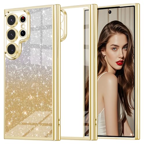 Glitzer Handyhülle für Samsung Galaxy S23 Ultra hülle, Ultra Dünn Glänzend Pailletten Stoßfest S23 Ultra Hülle, Luxus Galvanik Frauen/Mädchen TPU Bumper Schutzhülle für S23 Ultra Hülle (Gold) Glitzer Handyhülle für Samsung Galaxy S23 Ultra hülle, Ultra Dünn Glänzend Pailletten Stoßfest S23 Ultra Hülle, Luxus Galvanik Frauen/Mädchen TPU Bumper Schutzhülle für S23 Ultra Hülle (Gold) von Woxidzyx