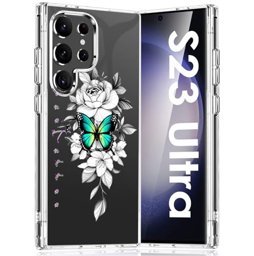 Handyhülle für Samsung Galaxy S23 Ultra Hülle Soft Silikon TPU Blumen Galaxy S23 Ultra Hülle Schutzhülle Dünne Weiche Schmetterlings Muster Transparent Clear Hülle für Samsung S23 Ultra 5G Case (C) Handyhülle für Samsung Galaxy S23 Ultra Hülle Soft Silikon TPU Blumen Galaxy S23 Ultra Hülle Schutzhülle Dünne Weiche Schmetterlings Muster Transparent Clear Hülle für Samsung S23 Ultra 5G Case (C) von Woxidzyx