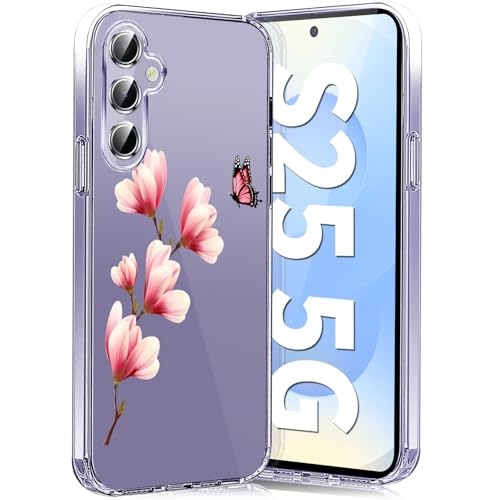 Handyhülle für Samsung Galaxy S25 Hülle Soft Silikon TPU Blumen Galaxy S25 Hülle Schutzhülle Dünne Weiche Schmetterlings Muster Transparent Clear Hülle für Samsung S25 5G Case (A) von Woxidzyx
