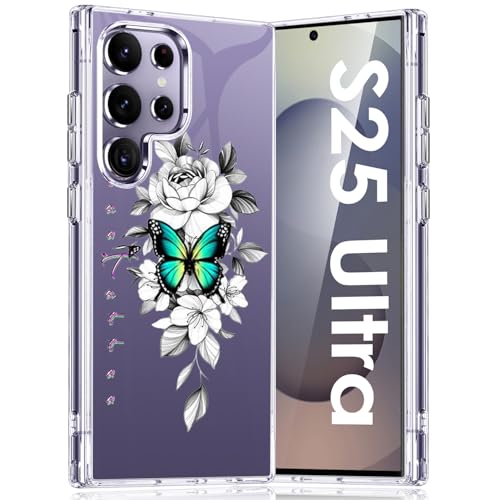 Handyhülle für Samsung Galaxy S25 Ultra Hülle Soft Silikon TPU Blumen Galaxy S25 Ultra Hülle Schutzhülle Dünne Weiche Schmetterlings Muster Transparent Clear Hülle für Samsung S25 Ultra 5G Case (D) Handyhülle für Samsung Galaxy S25 Ultra Hülle Soft Silikon TPU Blumen Galaxy S25 Ultra Hülle Schutzhülle Dünne Weiche Schmetterlings Muster Transparent Clear Hülle für Samsung S25 Ultra 5G Case (D) von Woxidzyx