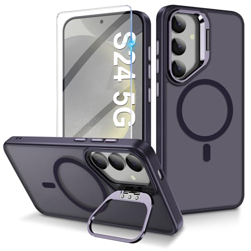 Magnetisch Hülle für Samsung Galaxy S25/S24 Hülle Kompatibel mit MagSafe, Galaxy S25/S24 Hülle mit Magnetisch Ring Ständer,Stoßfeste Handyhülle für Samsung S25/S24 Hülle mit Schutzfolie (Lila) Magnetisch Hülle für Samsung Galaxy S25/S24 Hülle Kompatibel mit MagSafe, Galaxy S25/S24 Hülle mit Magnetisch Ring Ständer,Stoßfeste Handyhülle für Samsung S25/S24 Hülle mit Schutzfolie (Lila) von Woxidzyx