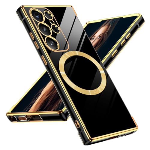 Magnetische Schutzhülle für Samsung Galaxy S25 Ultra, kompatibel mit Mag-Safe, Galaxy S25 Ultra, dünn, stoßfest, für Damen, Herren und Mädchen, Schutzhülle für Samsung S25 Ultra (schwarz) von Woxidzyx