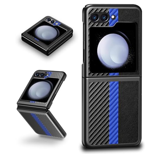 Schutzhülle für Samsung Galaxy Z Flip 5, seidige Haptik, Karbonfaser-Lederhülle, ultradünn, stoßfest, kratzfest, Schutzhülle für Samsung Z Flip 5 2023 (blau) von Woxidzyx