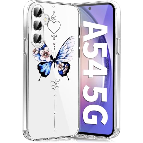 Woxidzyx Handyhülle für Samsung Galaxy A54 5G Hülle Soft Silikon TPU Blumen Galaxy A54 5G Hülle Schutzhülle Dünne Weiche Schmetterlings Muster Transparent Clear Hülle für Samsung A54 5G Case (c) von Woxidzyx