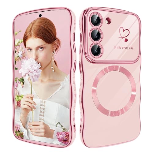 Woxidzyx Magnetische Schutzhülle für Samsung Galaxy S23, kompatibel mit Mag-Safe, für Damen und Mädchen, weich, niedlicher Wellenrahmen, lockige Form, Liebesherz, luxuriöse Beschichtung, stoßfest, für Woxidzyx Magnetische Schutzhülle für Samsung Galaxy S23, kompatibel mit Mag-Safe, für Damen und Mädchen, weich, niedlicher Wellenrahmen, lockige Form, Liebesherz, luxuriöse Beschichtung, stoßfest, für von Woxidzyx