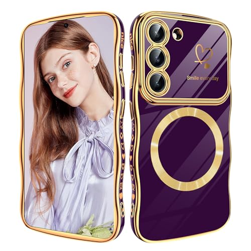 Woxidzyx Magnetische Schutzhülle für Samsung Galaxy S23, kompatibel mit Mag-Safe, für Frauen und Mädchen, weich, niedlicher Wellenrahmen, lockige Form, Liebesherz, luxuriöse Beschichtung, stoßfest Woxidzyx Magnetische Schutzhülle für Samsung Galaxy S23, kompatibel mit Mag-Safe, für Frauen und Mädchen, weich, niedlicher Wellenrahmen, lockige Form, Liebesherz, luxuriöse Beschichtung, stoßfest von Woxidzyx