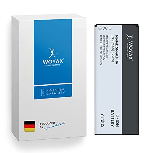 Woyax® Akku für Samsung Galaxy Alpha, Reale Kapazität und Super Qualität Ersatzakku/ G850 / G850F / EB-BG850BBE von Woyax