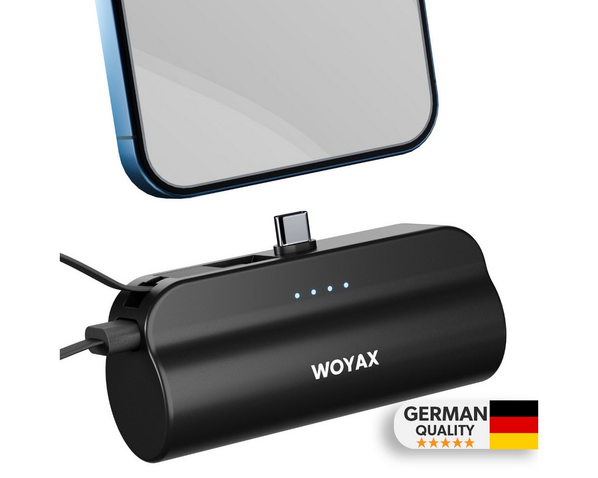 Woyax USB-C-Stecker Mini Powerbank 5000mAh mit internem Type-C-Kabel Powerbank Woyax USB-C-Stecker Mini Powerbank 5000mAh mit internem Type-C-Kabel Powerbank von Woyax
