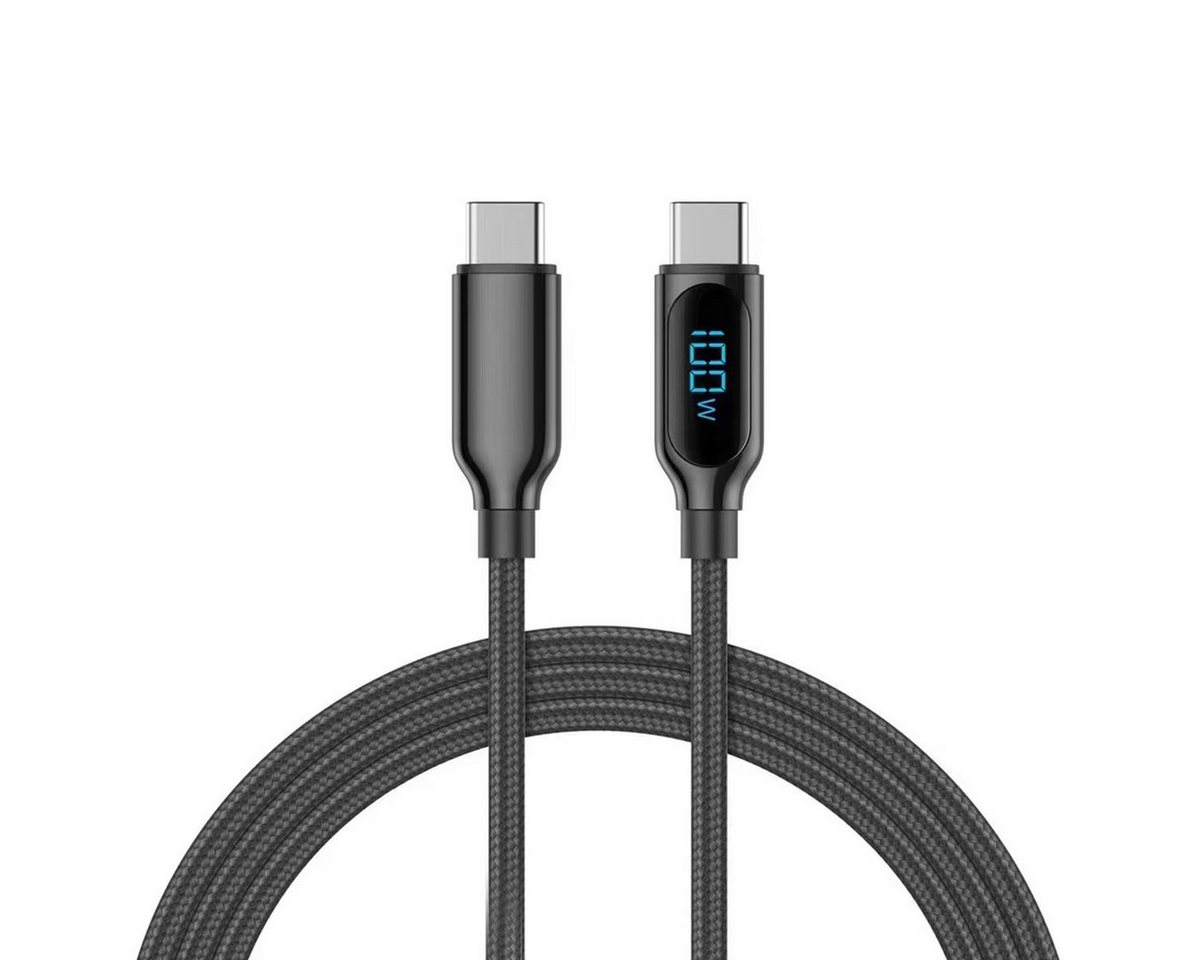 Woyax Woyax 100W Ladekabel USB C 1,2m Nylon Geflochten Typ C Digitalanzeige Smartphone-Kabel von Woyax