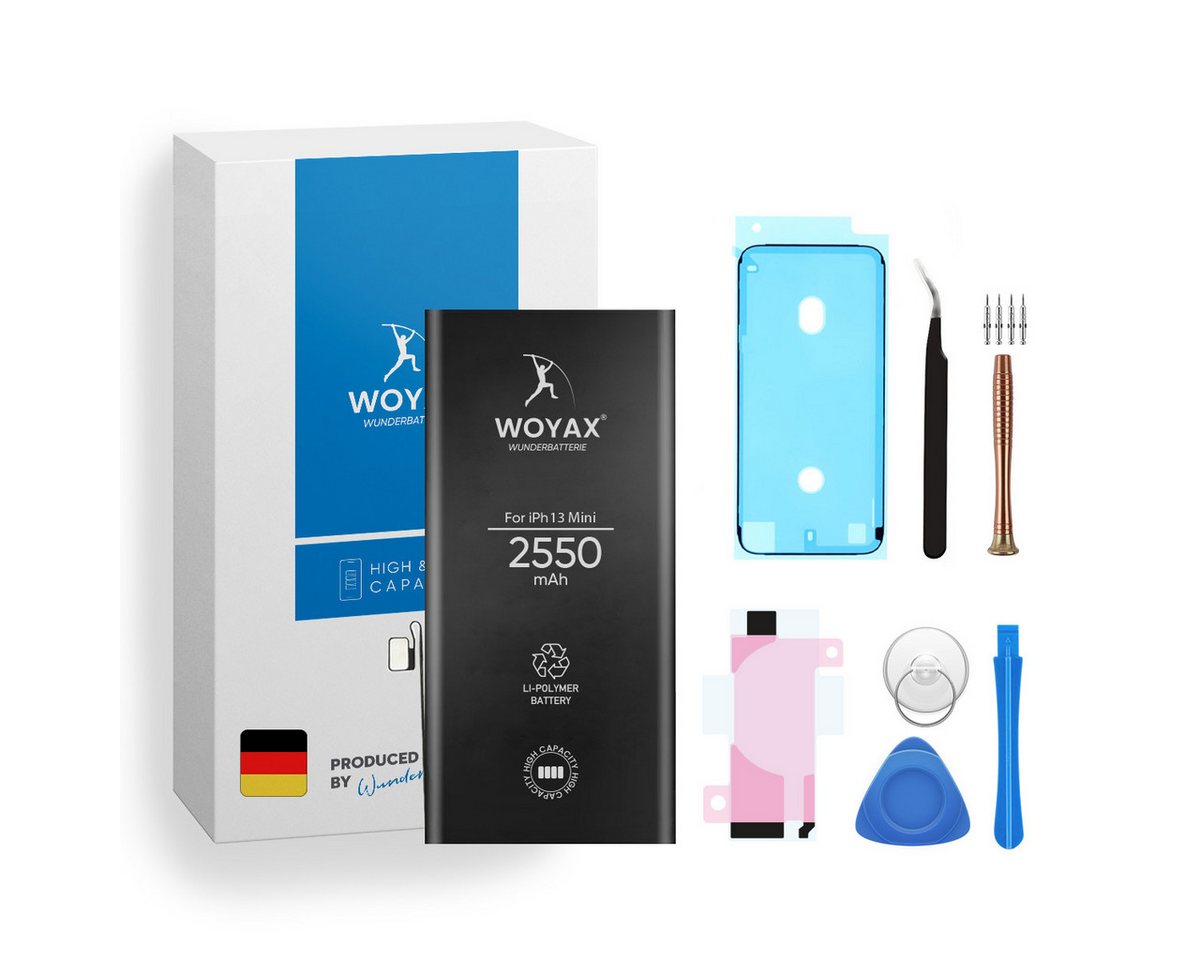 Woyax Woyax iPhone 13 Mini Akku 2550 mAh Hohe Kapazität ohne Dichtung Handy-Akku 2550 mAh von Woyax