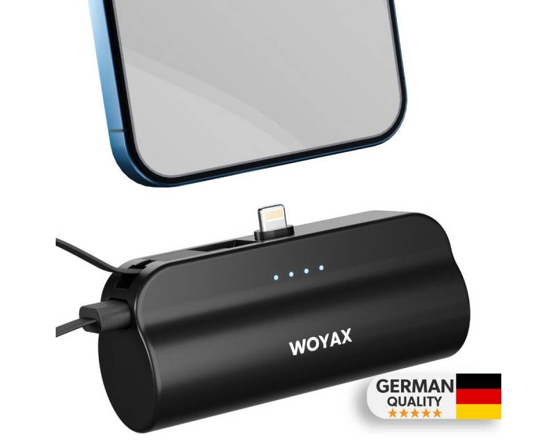 Woyax iPhone Lightning-Stecker Mini Powerbank 5000mAh mit Type-C-Kabel Powerbank von Woyax