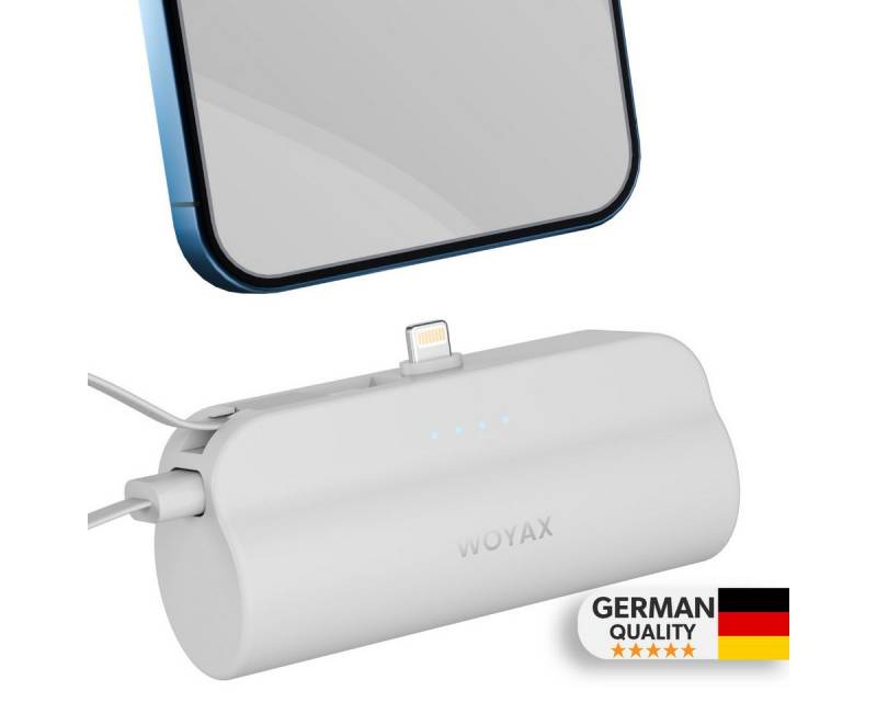 Woyax iPhone Lightning-Stecker Mini Powerbank 5000mAh mit Type-C-Kabel Powerbank von Woyax