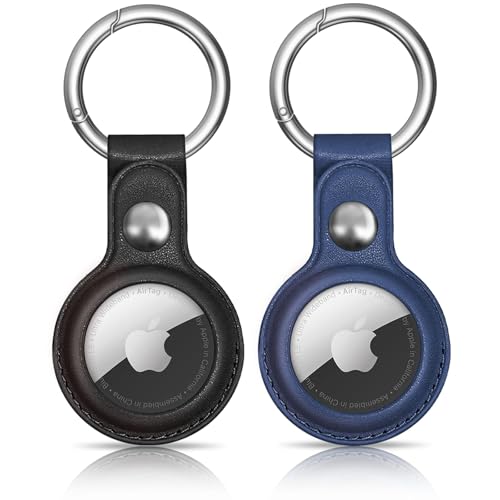 Woyinger Airtag-Schlüsselanhänger für Apple Airtags, 2 Stück, schützende Leder-Airtag-Hülle, Tracker-Abdeckung mit AirTag-Halter, Airtag-Schlüsselanhänger, kompatibel mit Apple New AirTag Woyinger Airtag-Schlüsselanhänger für Apple Airtags, 2 Stück, schützende Leder-Airtag-Hülle, Tracker-Abdeckung mit AirTag-Halter, Airtag-Schlüsselanhänger, kompatibel mit Apple New AirTag von Woyinger