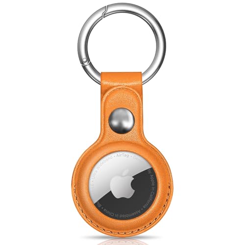 Woyinger Airtag-Schlüsselanhänger für Apple Airtags, schützende Leder-Airtag-Hülle, Tracker-Abdeckung mit Airtag-Halter, Airtag-Schlüsselanhänger, kompatibel mit Apple AirTag-Hundehalsband, Orange Woyinger Airtag-Schlüsselanhänger für Apple Airtags, schützende Leder-Airtag-Hülle, Tracker-Abdeckung mit Airtag-Halter, Airtag-Schlüsselanhänger, kompatibel mit Apple AirTag-Hundehalsband, Orange von Woyinger