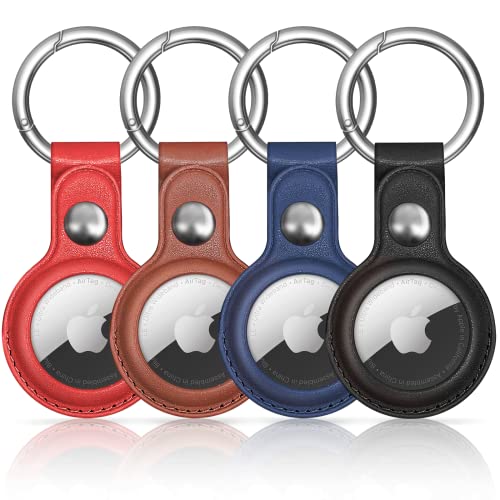 Woyinger Airtag-Schlüsselanhänger für Apple Airtags, 4 Stück, schützende Leder-Airtag-Hülle, Tracker-Abdeckung mit Airtag-Halter, Airtag-Schlüsselanhänger, kompatibel mit Apple AirTag-Hundehalsband, Woyinger Airtag-Schlüsselanhänger für Apple Airtags, 4 Stück, schützende Leder-Airtag-Hülle, Tracker-Abdeckung mit Airtag-Halter, Airtag-Schlüsselanhänger, kompatibel mit Apple AirTag-Hundehalsband, von Woyinger