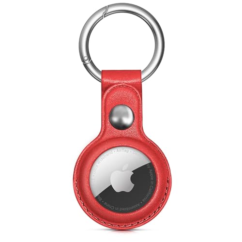 Woyinger Airtag-Schlüsselanhänger für Apple Airtags, schützende Leder-Airtag-Hülle, Tracker-Abdeckung mit Airtag-Halter, Airtag-Schlüsselanhänger, kompatibel mit Apple AirTag-Hundehalsband, Rot Woyinger Airtag-Schlüsselanhänger für Apple Airtags, schützende Leder-Airtag-Hülle, Tracker-Abdeckung mit Airtag-Halter, Airtag-Schlüsselanhänger, kompatibel mit Apple AirTag-Hundehalsband, Rot von Woyinger