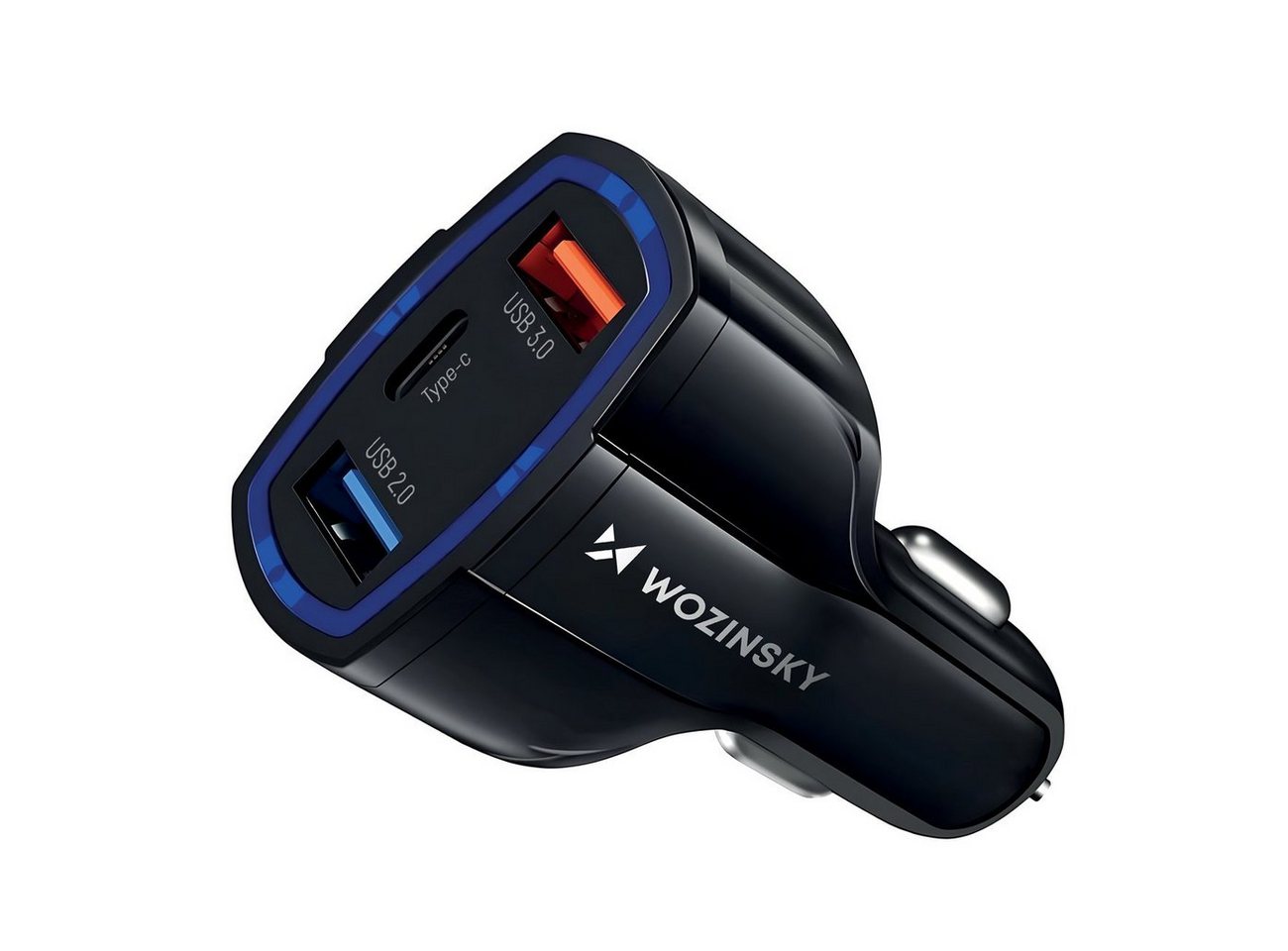 Wozinsky KFZ-Adapter Autoladegerät USB x2 und USB C KFZ-Ladegerät Smartphone-Ladegerät von Wozinsky