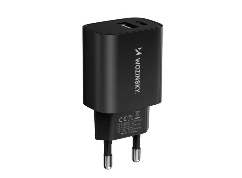 Wozinsky PD, QC 3.0 USB-A USB-C 20W – Schwarz Schnelllade-Gerät von Wozinsky