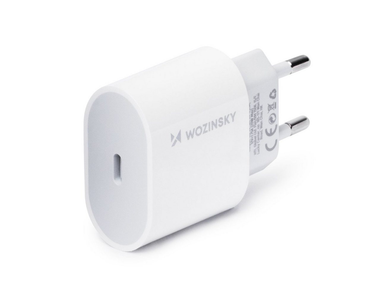 Wozinsky Schnellladegerät USB C PD 20W + USB C / iPhone-Anschluss Kabel Smartphone-Ladegerät (1-tlg) von Wozinsky