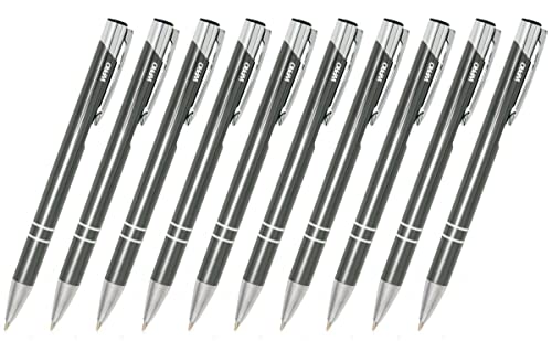 WPRO Kugelschreiber-Set Cosima 10-Stück aus Metall Großraum-Mine blau ergonomischer Griff, Farbe: graphit von Wpro