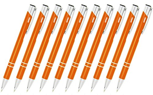 Wpro Cosima 10er Set Metall-Kugelschreiber Großraummine Blau Ergonomischer Griff 5- Orange von Wpro