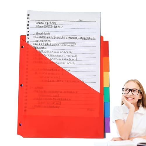 Tab -Binder -Trenner, Binder -Index -Teiler | Buntes 3 Ring Binder eineinsatzbare Trenner | Dicker Index Organizer Dividierende Abschnittstaschen für Schulunterricht Arbeitsplatz von Wpsagek