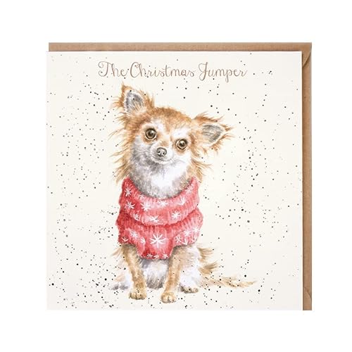 Artistic Weihnachten Karte (wre6362) The Christmas Jumper – Chihuahua in Jumper von Wrendale Designs by Hannah Dale