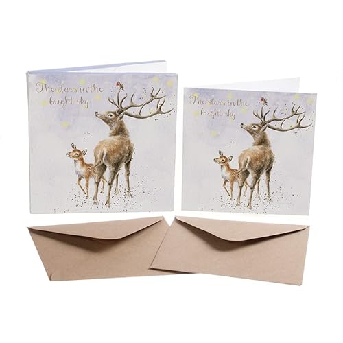 Wrendale Designs by Hannah Dale - „The Stars In The Bright Sky“ - Weihnachtskarten-Schachtelset - 8 Stück von Wrendale Designs