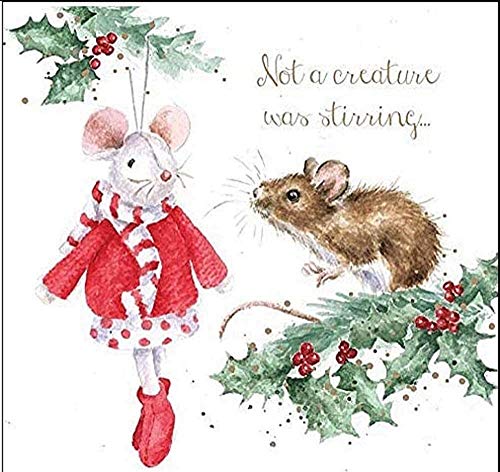 Wrendale Designs by Hannah Dale - „Not A Creature Was Stirring“ - Weihnachtskarten-Schachtelset - 8 Stück von Wrendale Designs