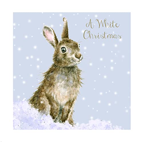 weiß Weihnachten - Kaninchen Weihnachtskarte Box-Set - 8 Luxus Gold Folien Karten & Umschläge - Wrendale Designs von Wrendale Designs by Hannah Dale