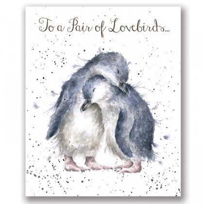Grußkarte (WRE2951) – blanko Karte zur Verlobung / Hochzeit / Jahrestag – für ein Paar Liebesvögel – Pinguine von Wrendale Designs