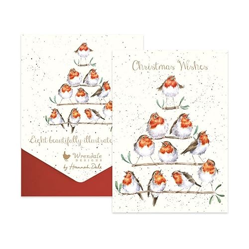 Wrendale Designs Weihnachtskarten, 8 Stück, Rockin Robins Robin Karten-Packung von Wrendale Designs