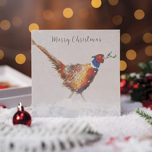 Wrendale Designs Weihnachtskarten-Set Christmas Colours, Fasan, 8 Stück von Wrendale Designs