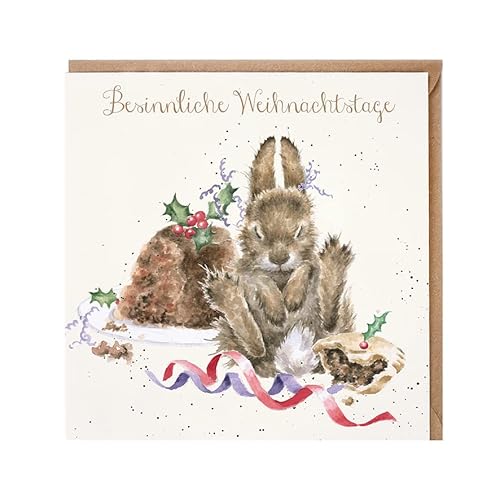 Wrendale - GX049 - Doppelkarte mit Umschlag, Weihnachten, Hase, Besinnliche Weihnachtstage, 15cm x 15cm, quadratisch von Wrendale Designs