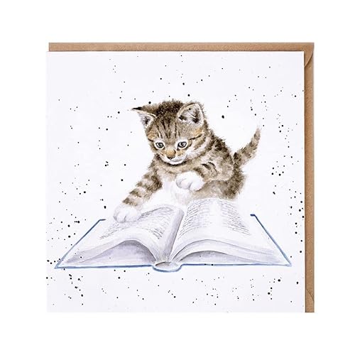 Wrendale Geburtstagskarte, Motiv: Buchwurm, lesendes Kätzchen von Wrendale Designs