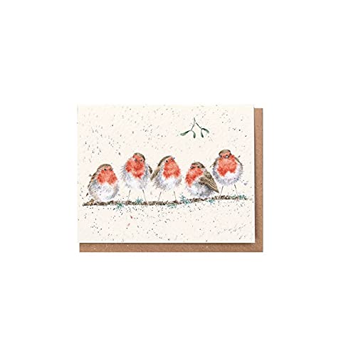 Wrendale - XGE002 - Weihnachten Grußkarte, Doppelkarte mit Umschlag, Mini Karte, Rotkehlchen, Tis the season to be jolly, 7,2cm x 9cm von Wrendale Designs