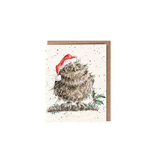 Wrendale - XGE029 - Weihnachten Grußkarte, Doppelkarte mit Umschlag, Mini Karte, Eule, Christmas Owl, 7,2cm x 9cm von Wrendale Designs