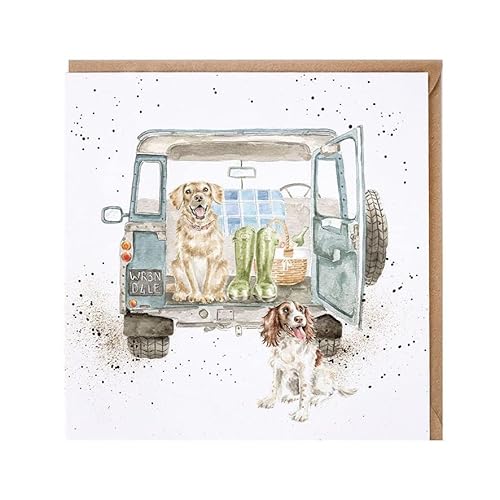 Labrador und Spaniel Geburtstagskarte - Hund Picknick Wrendale blanko Grußkarte von Wrendale